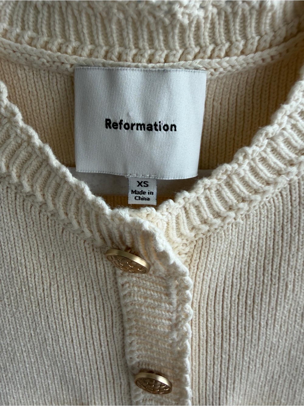 Reformation XS Catalina Cream Cotton Knit Mini Dress - Picture 9 of 16